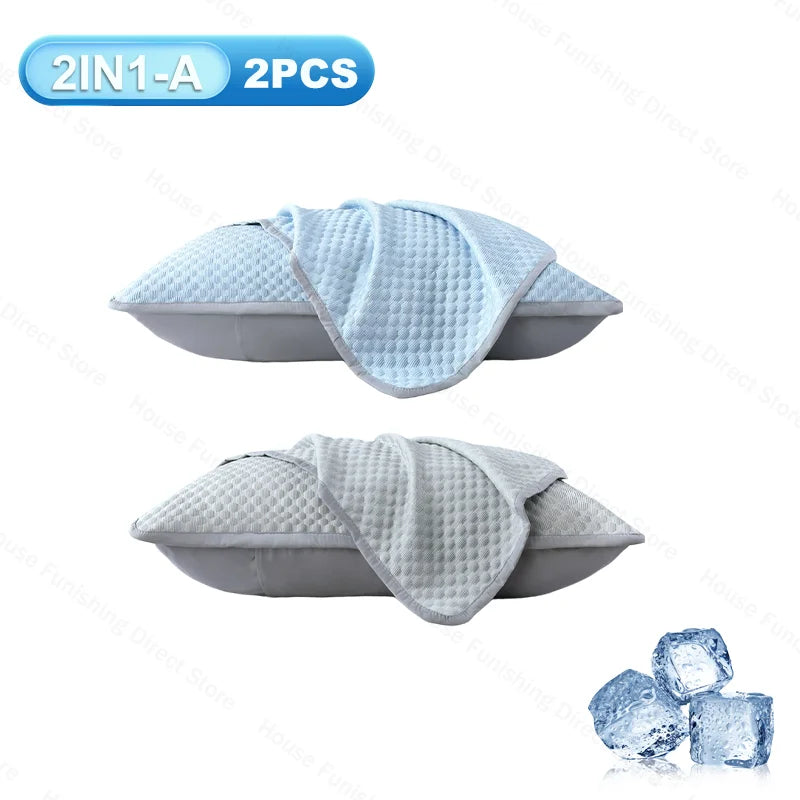 Ice Silk Cooling Pillowcase New 2/1PC Breathable Summer Bedding Washable Pillow Cover 48x74cm Sleepers Air Conditioning Comfort