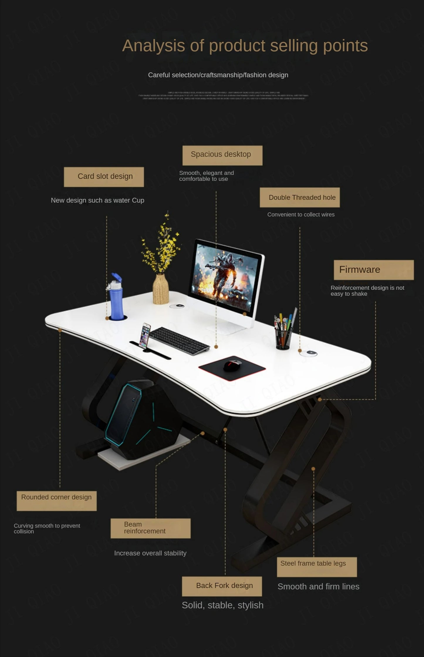 Stylish Office Work Desk or desktop Computer Gamer Desk