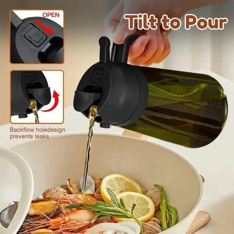 470ml Olive Oil Dispenser, Cooking Sprayer 2-in-1 Spray and Pour, Leak-Proof Eco-Friendly Thick Glass Spray Bottle for Cooking