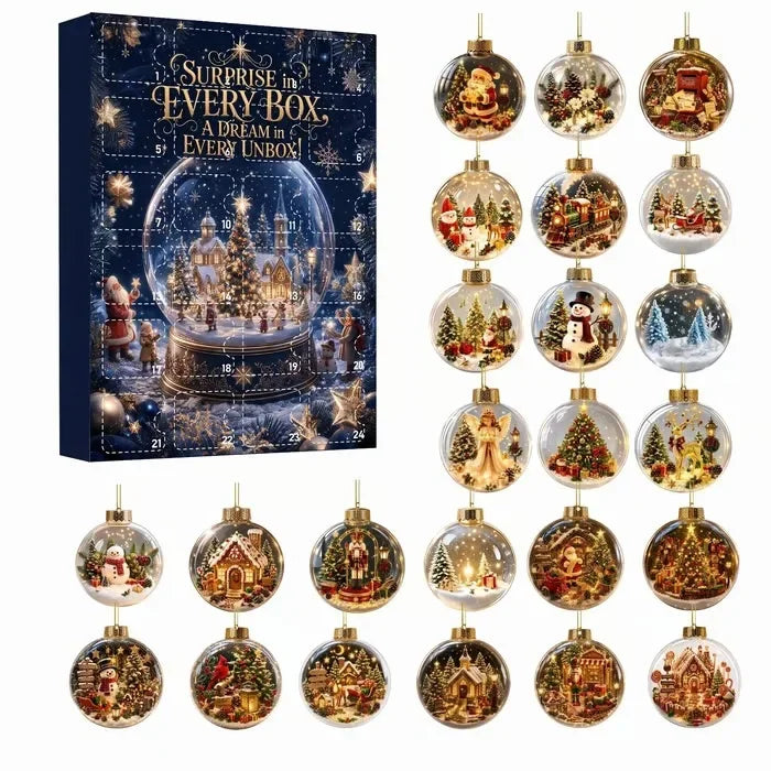 24-Day Mini Christmas Brick Ornament Advent Calendar,2D Acrylic Christmas Tree Backpack Pendant Holiday Countdown Gift