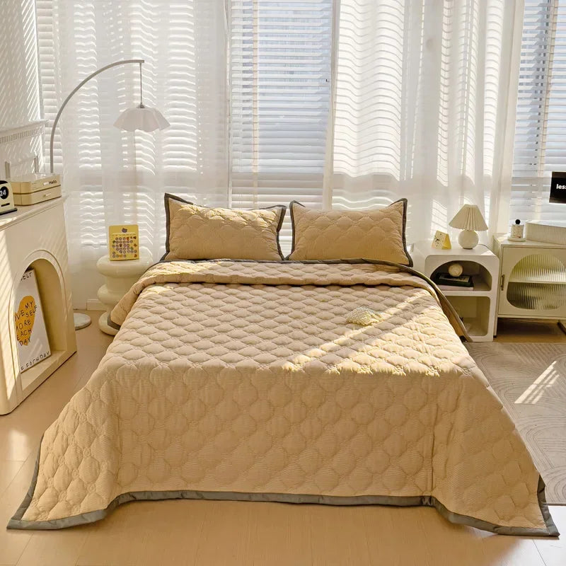 Quilted Bedspread Plaid Style Bed - Linen
