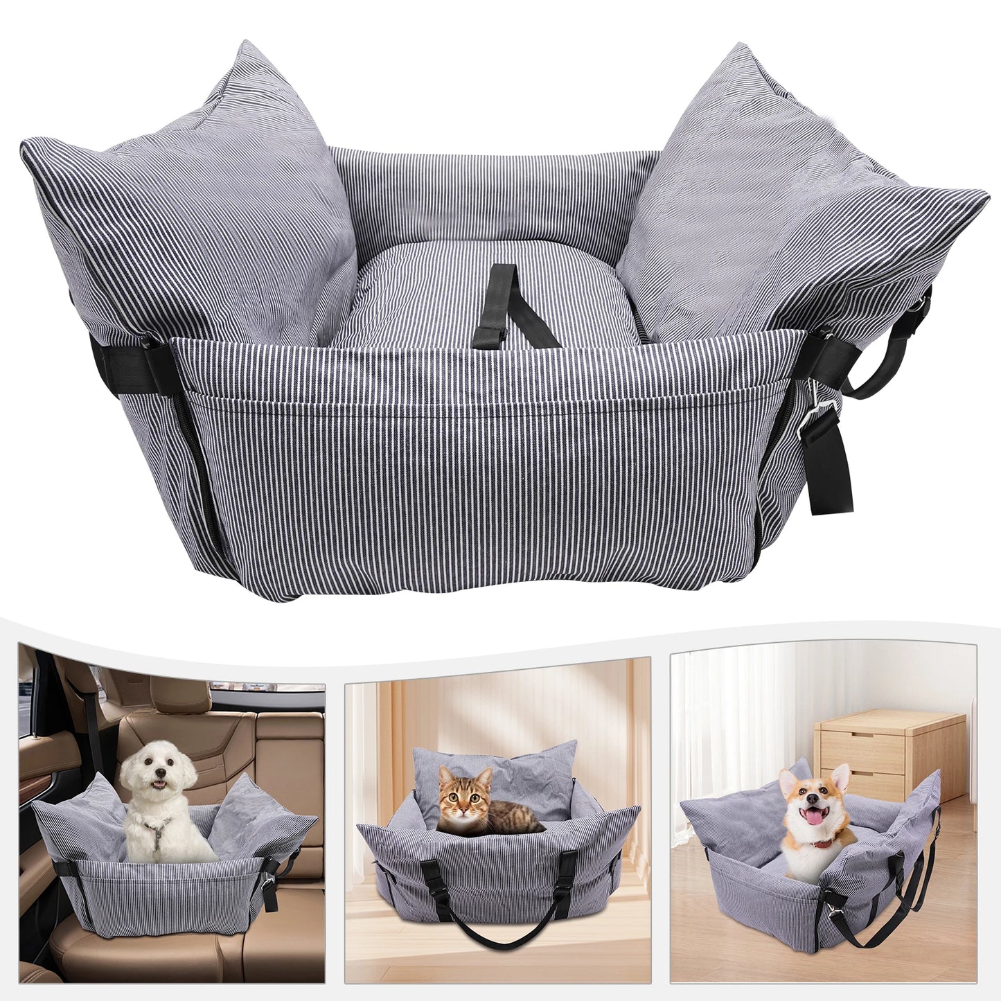 Dog Car Seat, Portable Pet Seat, Dog Car Travel Carrier Bed For Dogs, Cats, And Other Pets  76.2*52*40.6cm