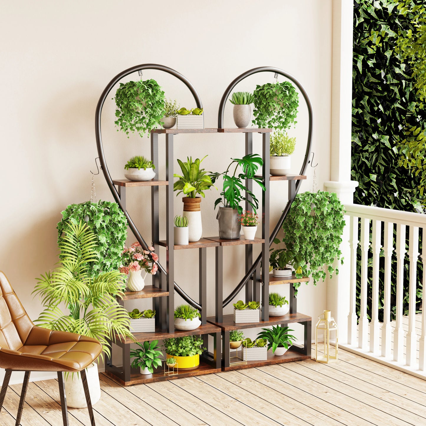 Heart Shaped Ladder Plant Stands for Indoor Plants - 6 Tier - Metal