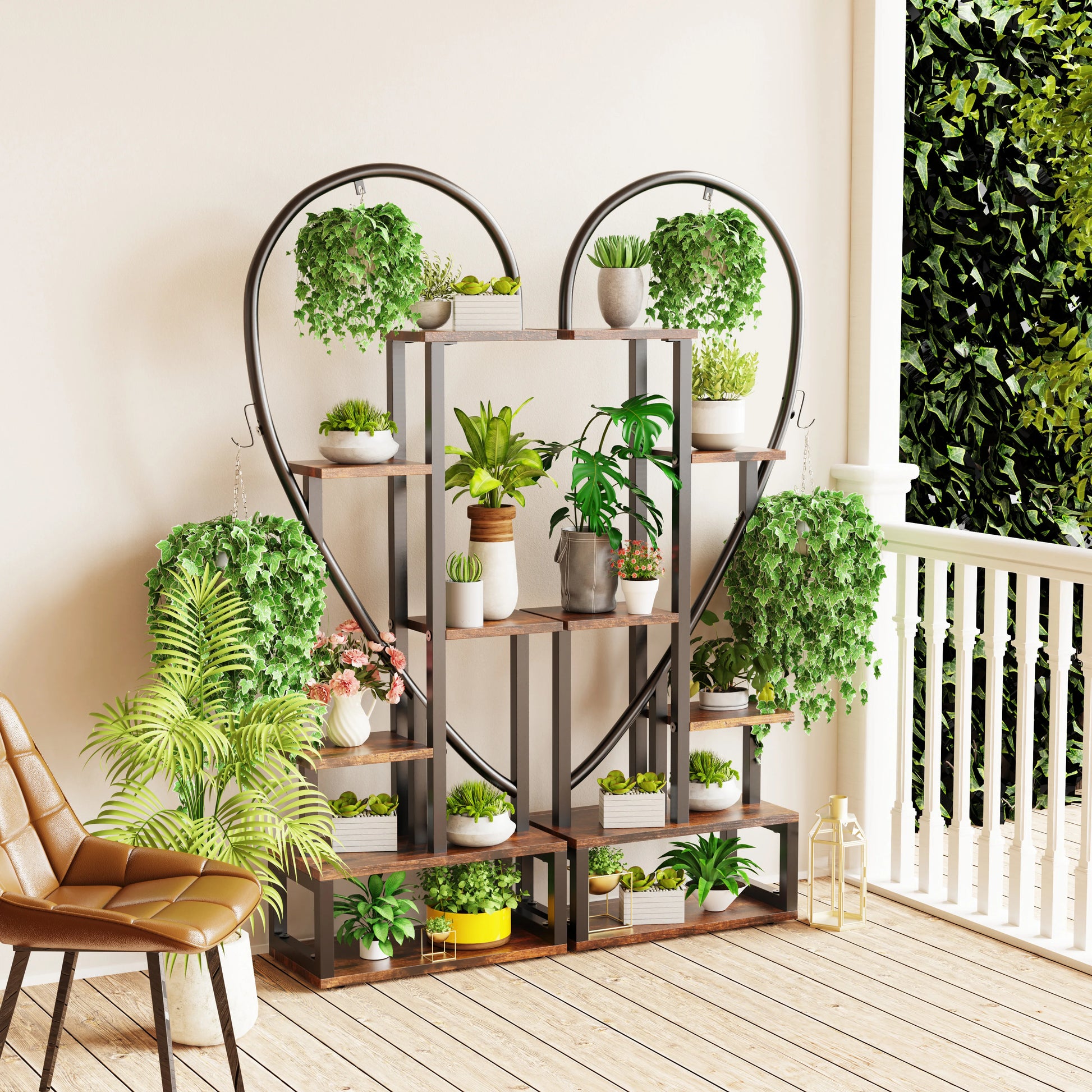 Heart Shaped Ladder Plant Stands for Indoor Plants - 6 Tier - Metal