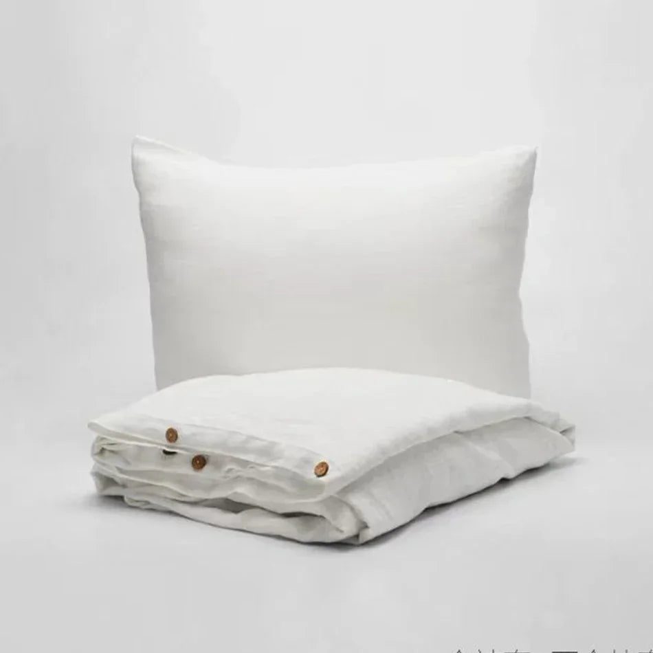 100% Linen Bed Duvet Cover Stone Washed France Linen Solid Color Breathable Pillowcase Home Textiles Bedding