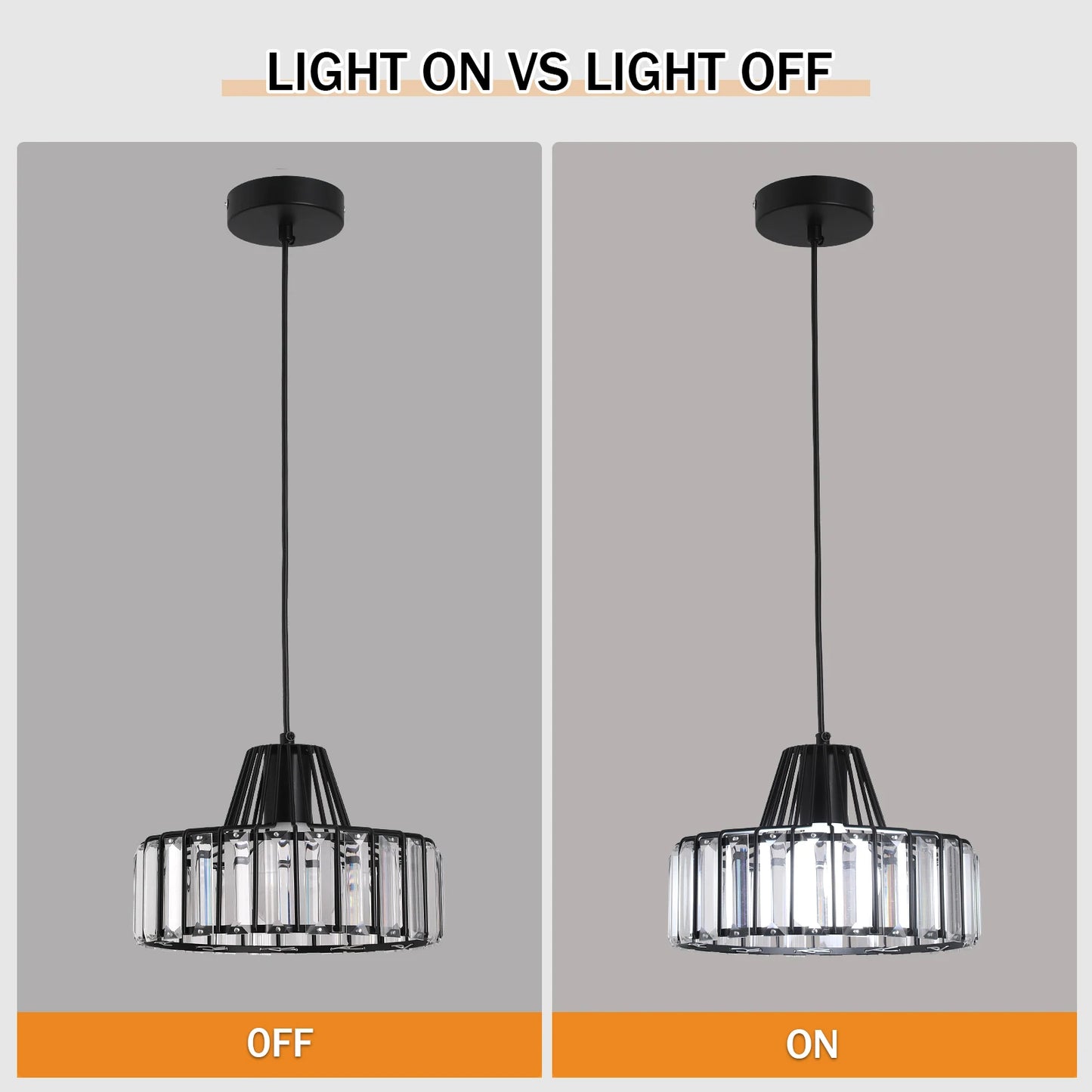 Crystal Pendant Light Modern Chandelier E27/E26 Bulb Luxury Hanging Ceiling Lamp Home Lustre Fixture Dining Table Kitchen Island