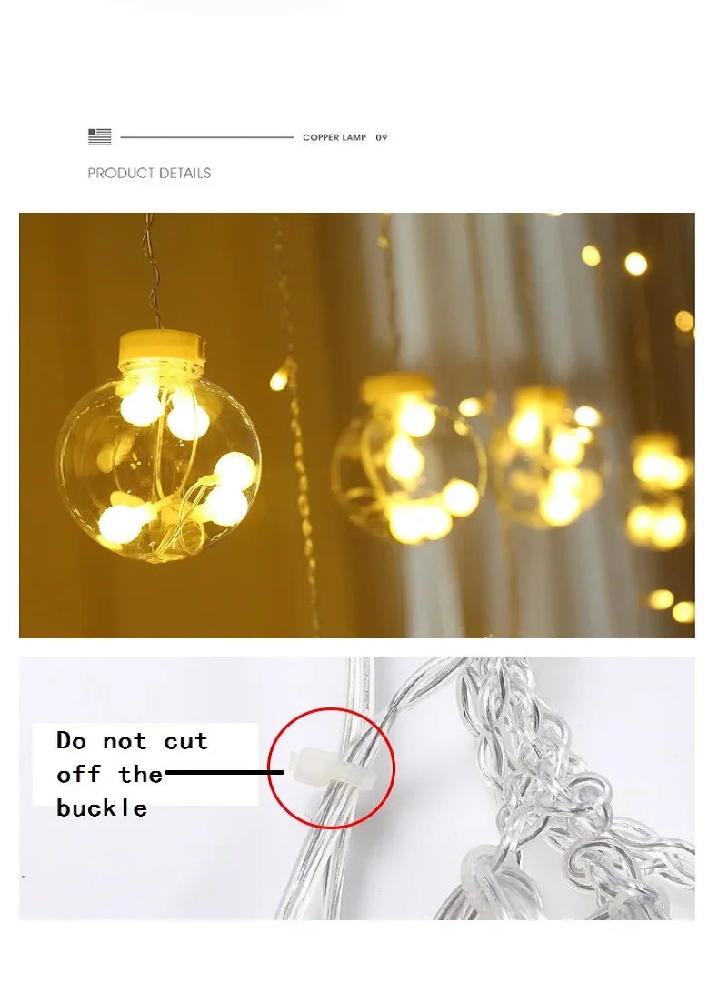 Christmas Led Lights Decoration Fairy String for Room Light Curtain