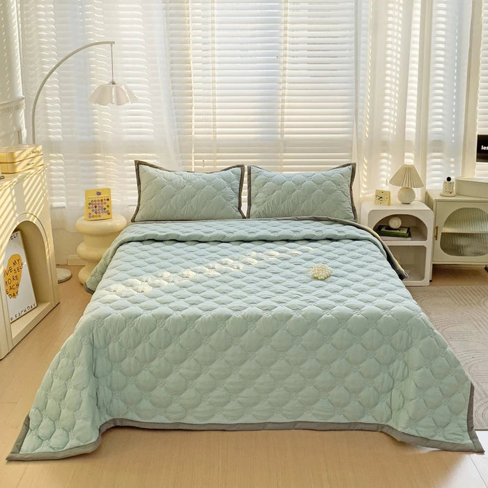 Quilted Bedspread Plaid Style Bed - Linen