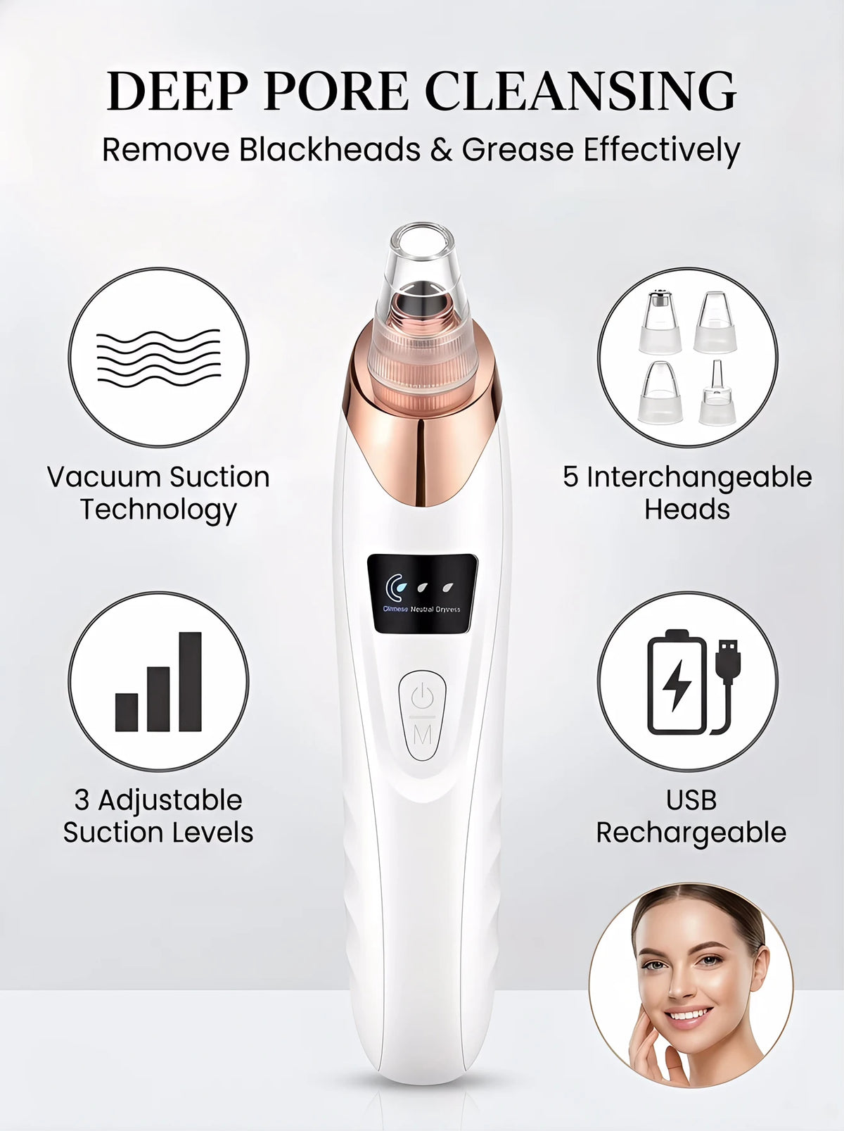 USB Rechargeable Facial Pore Cleanser and Exfoliator