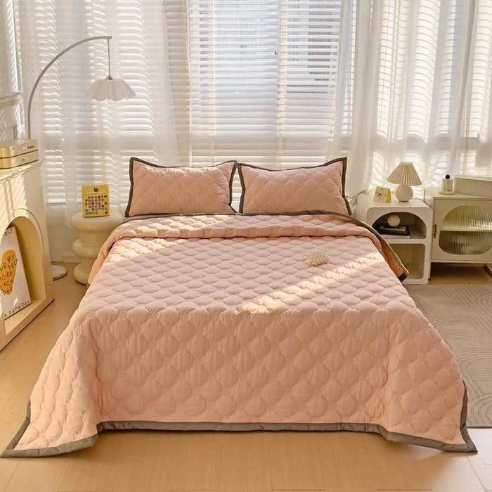 Quilted Bedspread Plaid Style Bed - Linen
