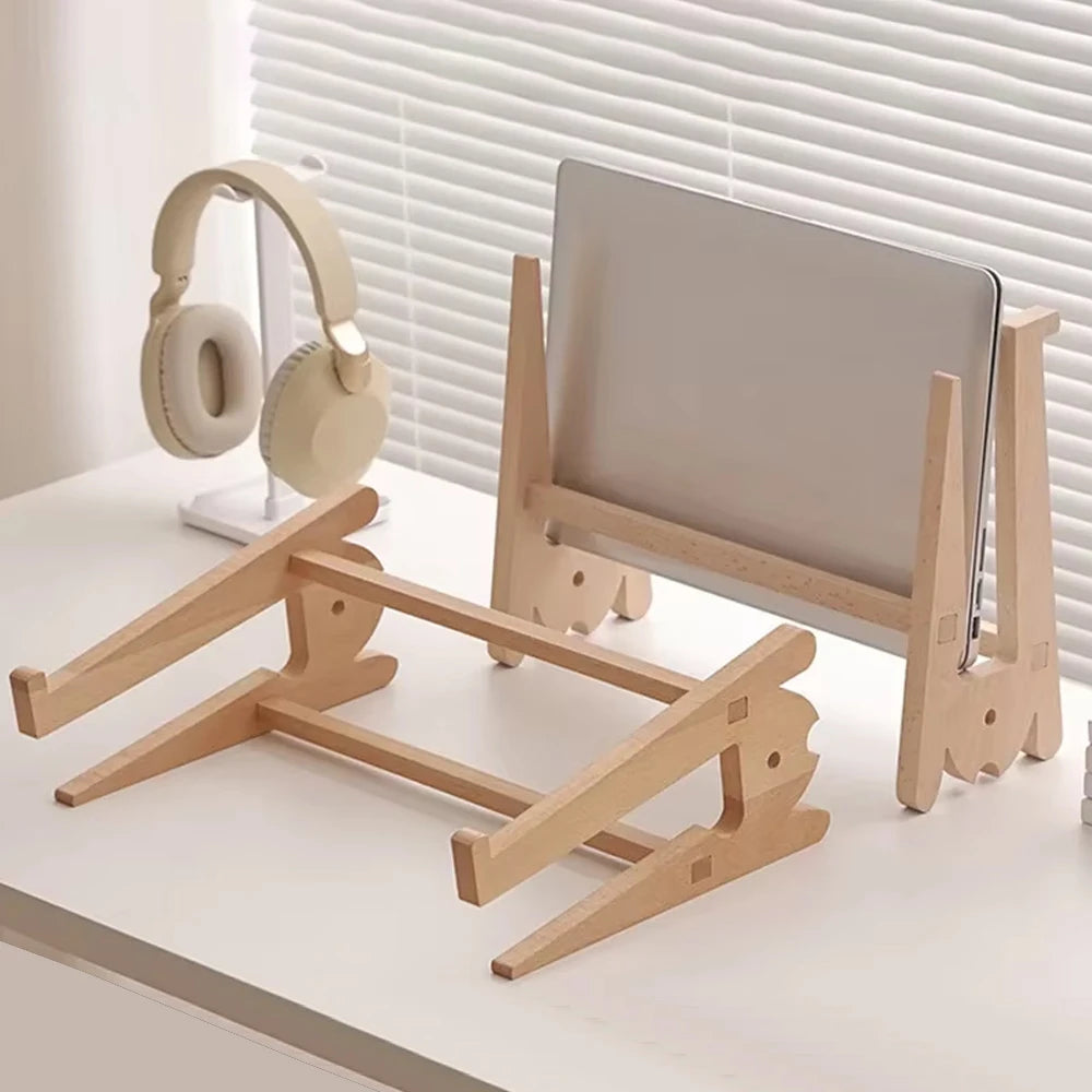 Solid Wood Laptop Stand Removable Vertical Bracket Cooling Base For Macbook Air Pro Accessories Convenient