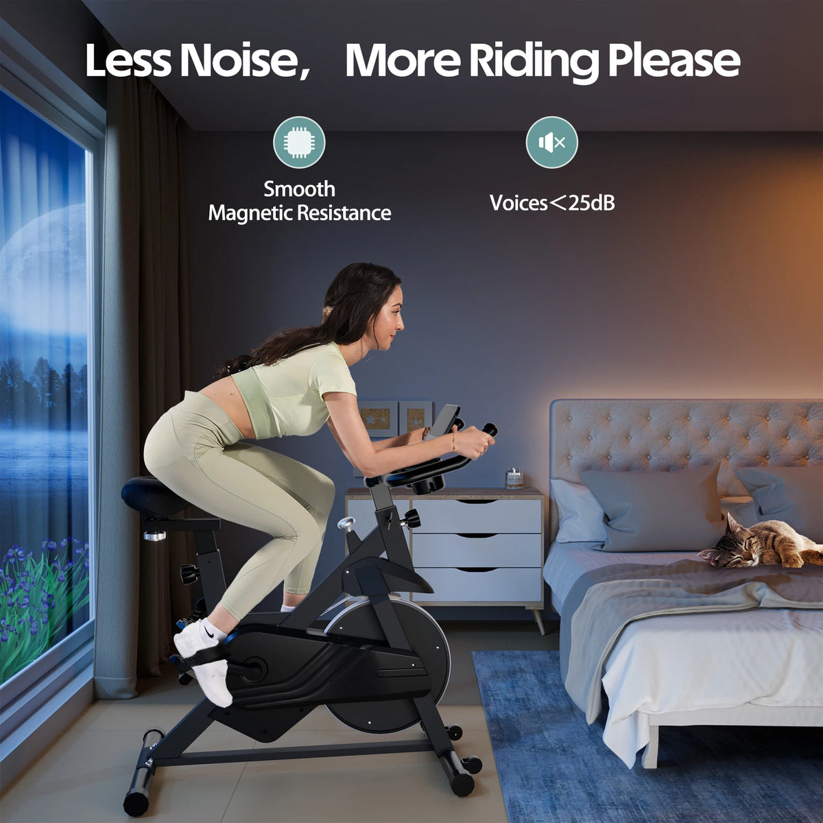 Superun Exercise Bike Home Ergometer Exercise Bike with Adjustable Magnetic Resistance Indoor Bicycle LCD Display 100 kg Load Capacity