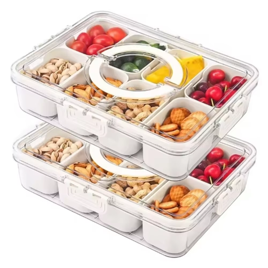 Versatile 4-Grid & 8-Grid Snack Box Container - Portable Charcuterie Board with Lid for Travel & Food Storage