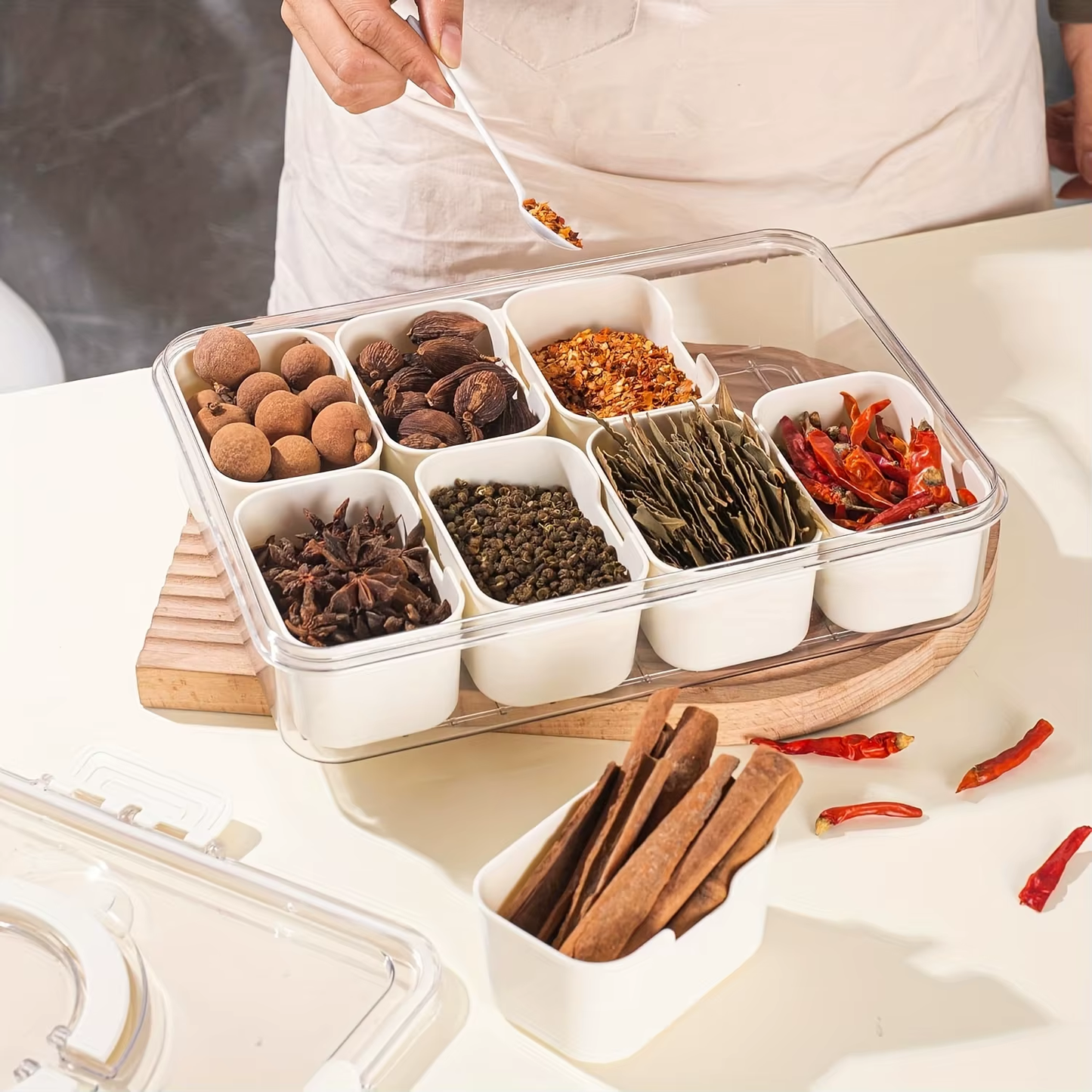 Versatile 4-Grid & 8-Grid Snack Box Container - Portable Charcuterie Board with Lid for Travel & Food Storage