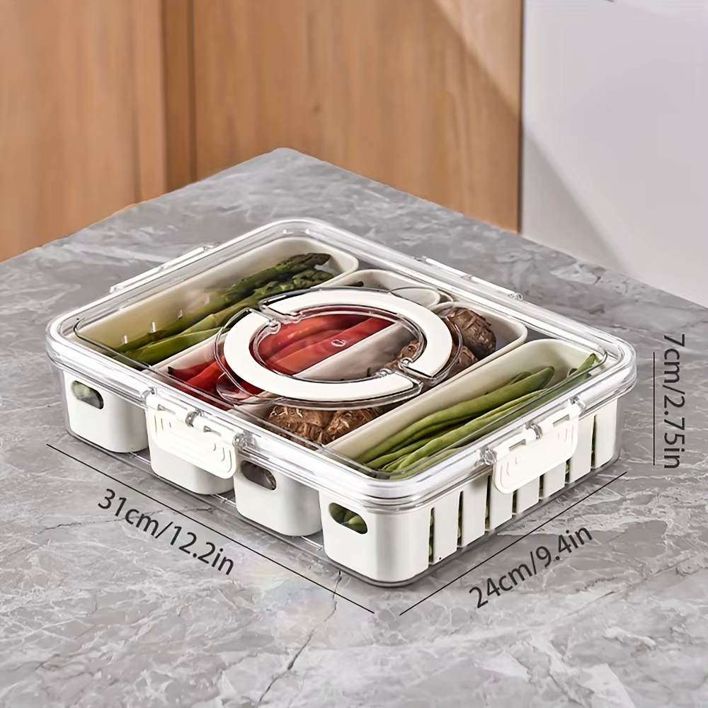Versatile 4-Grid & 8-Grid Snack Box Container - Portable Charcuterie Board with Lid for Travel & Food Storage