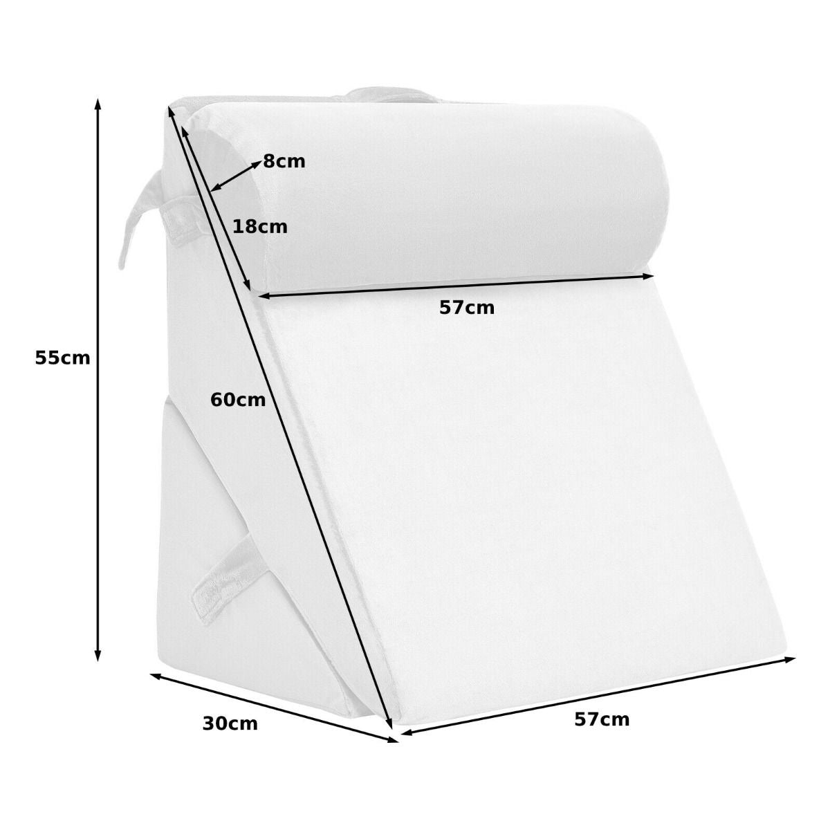 Elevated Bed Wedge Pillow with Headrest and Removable Washable Cover for Reading Comfort