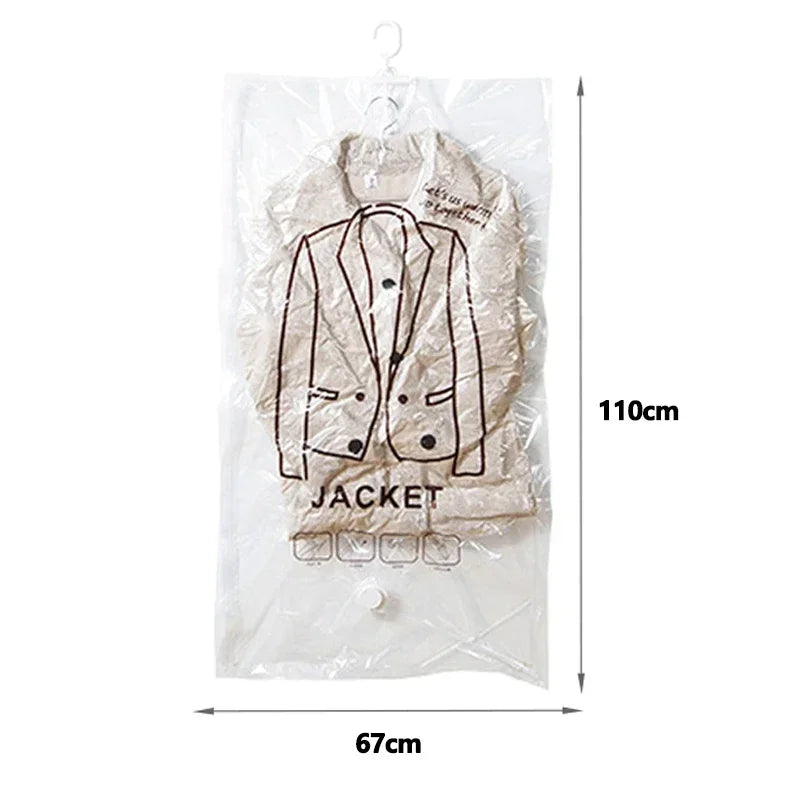 Hanging Vacuum Storage Bags Space Saver Bags Vacuum Seal Storage Bag for Suits Dress Coats Jackets Closet Organizer and Storage