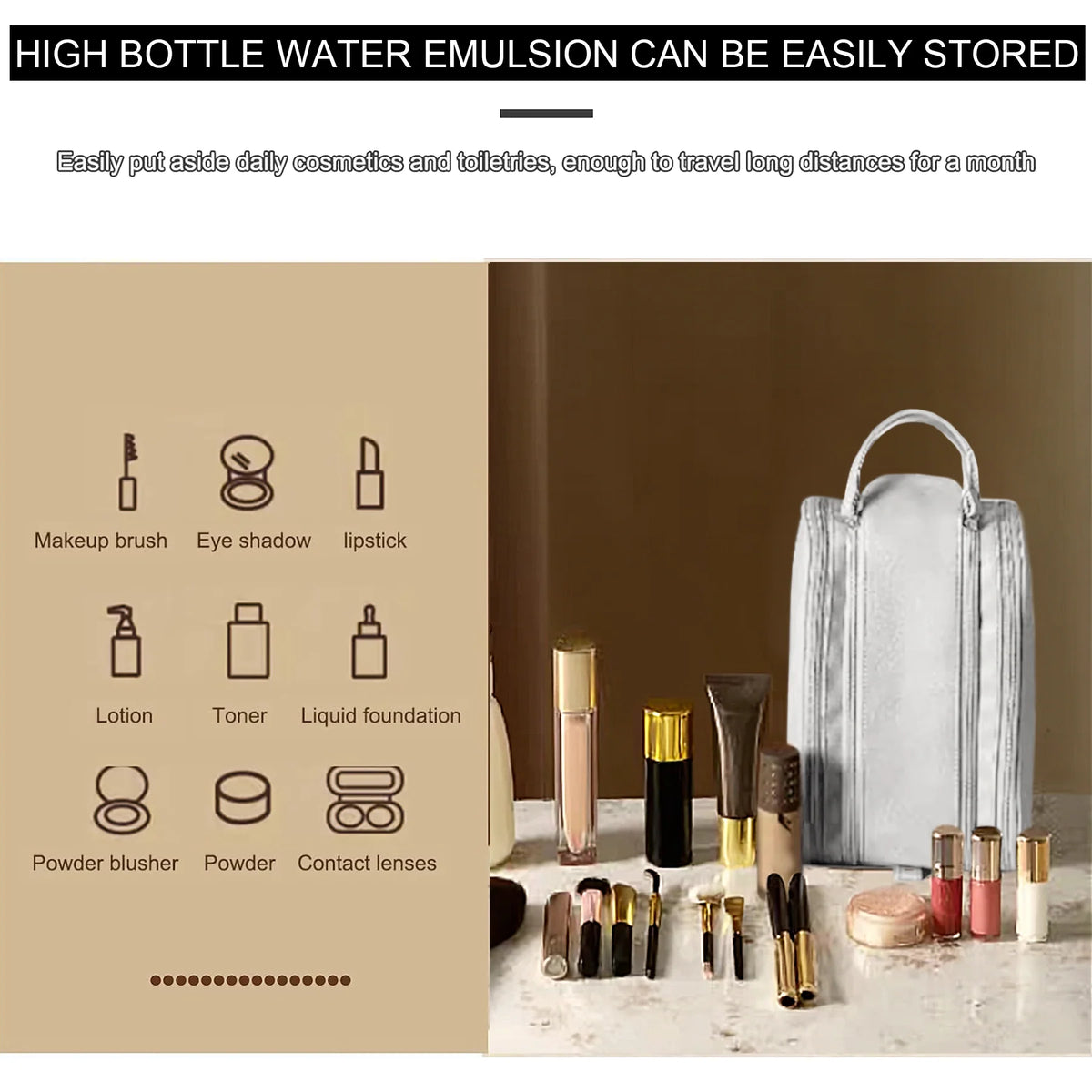 Travel Toiletry Bag for Women Men - Large Travel Toiletry Organizer Makeup Bag, Hanging Cosmetic Bag Kit - Leather
