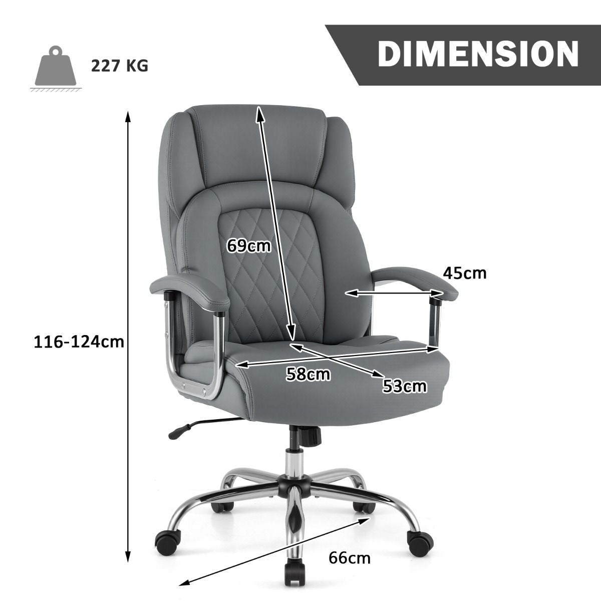 Executive Leather Office Chair with Rocking Functionality and Armrests