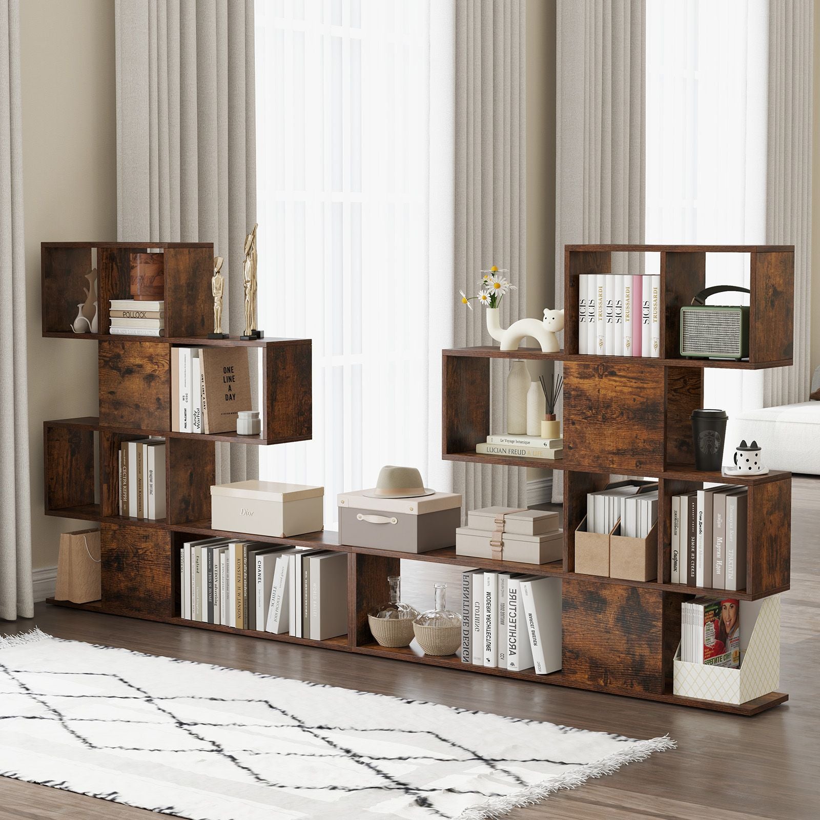 5-Tier Bookshelf for Display and Storage in Home and Office Environments