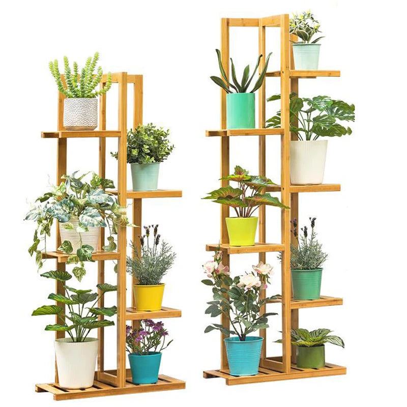 Bamboo 5 / 6 Tier Plant Stand Rack Multiple Flower Pot Holder Shelf 
