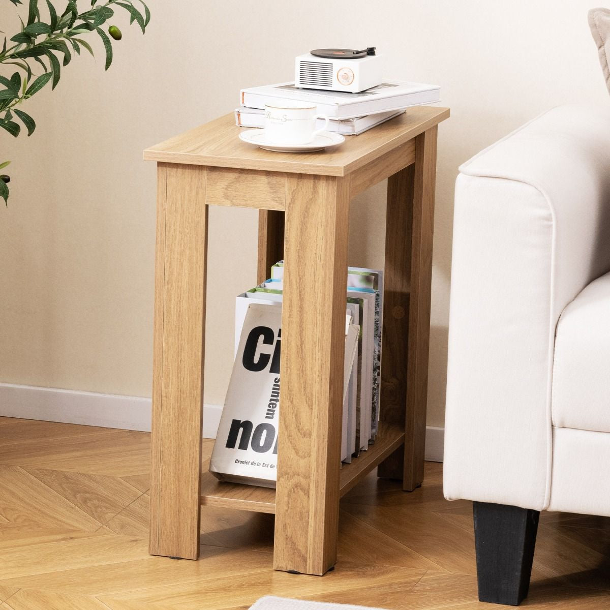 Stylish 2-Tier End Table with Storage Shelf for Small Spaces