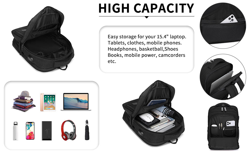 15.6 Inch Laptop Backpack for Men & Women - Business Travel, College, Work Computer Bag & Casual Daypack Rucksack