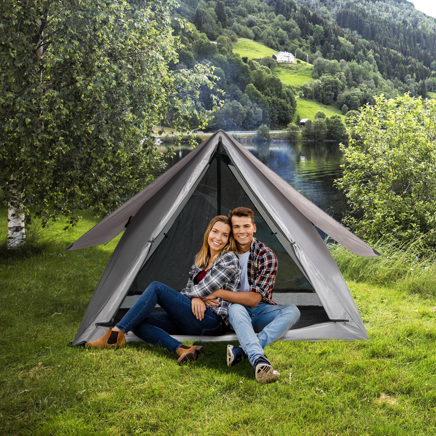 Pop-Up Camping Tent for 2-3 People with Carry Bag and Rainfly