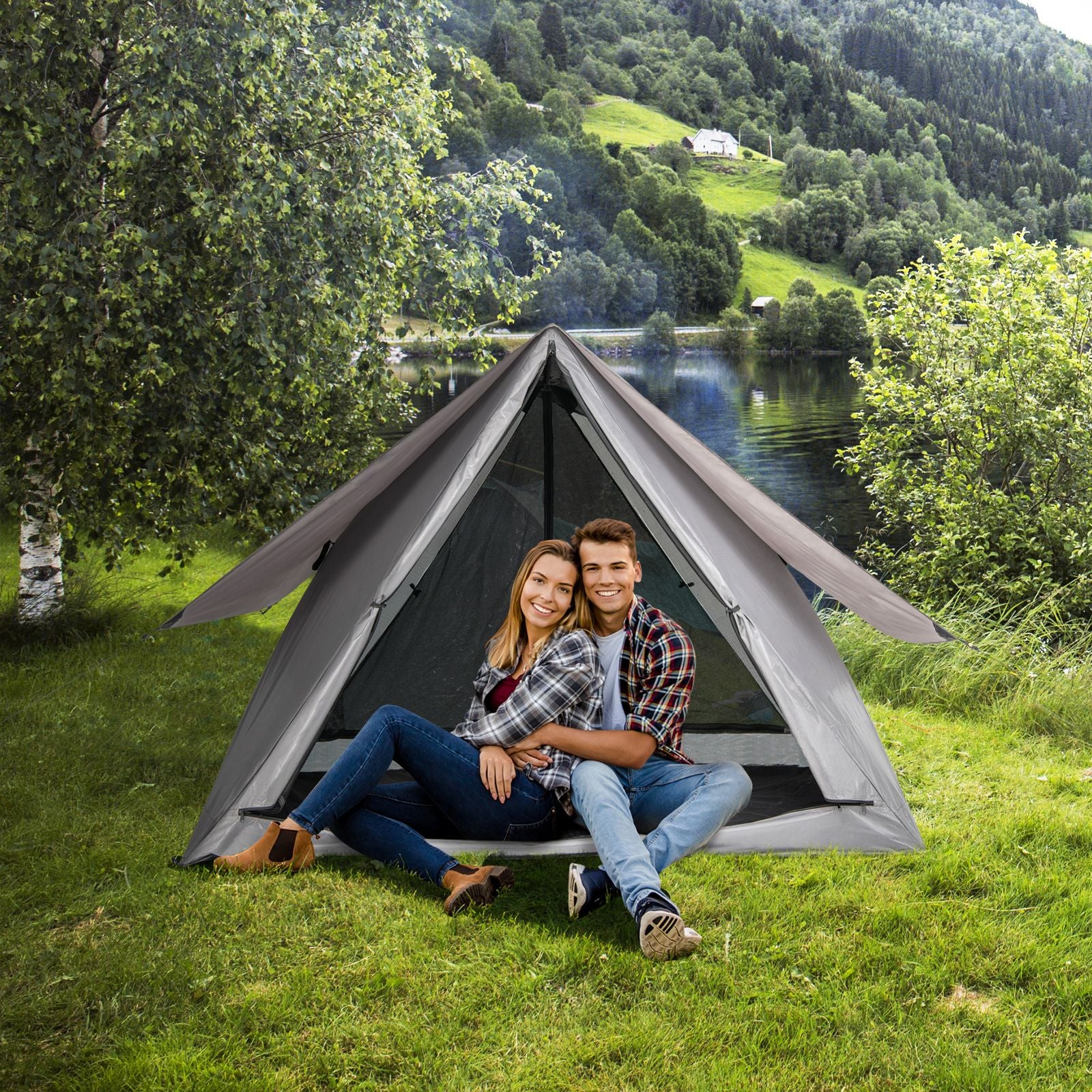 Pop-Up Camping Tent for 2-3 People with Carry Bag and Rainfly