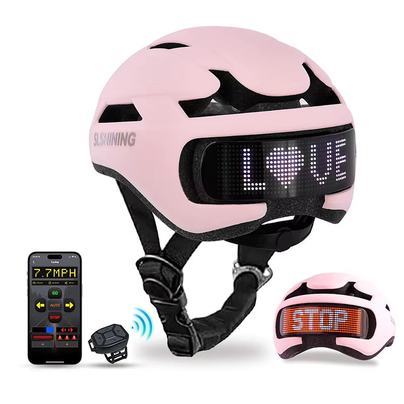 LED Bike Helmet with LED Display Screen Taillight Smart APP Control 