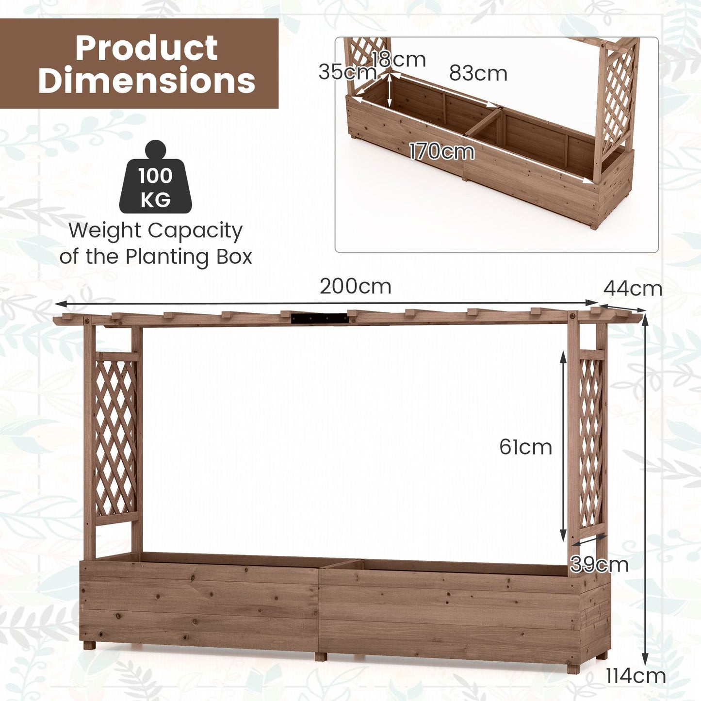 Elevated Garden Bed with Dual Trellis System and Canopy Roof