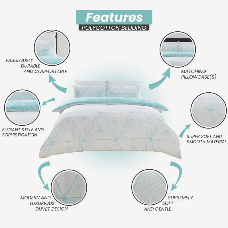 Cotton Blend Geometric Shapes Duvet Cover Set with Pillowcases