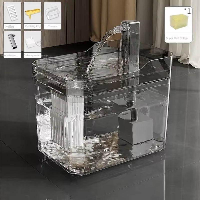 Automatic Cat Water Fountain with USB Pump - Transparent Recirculating Filtered Water Dispenser for Happy, Healthy Cats