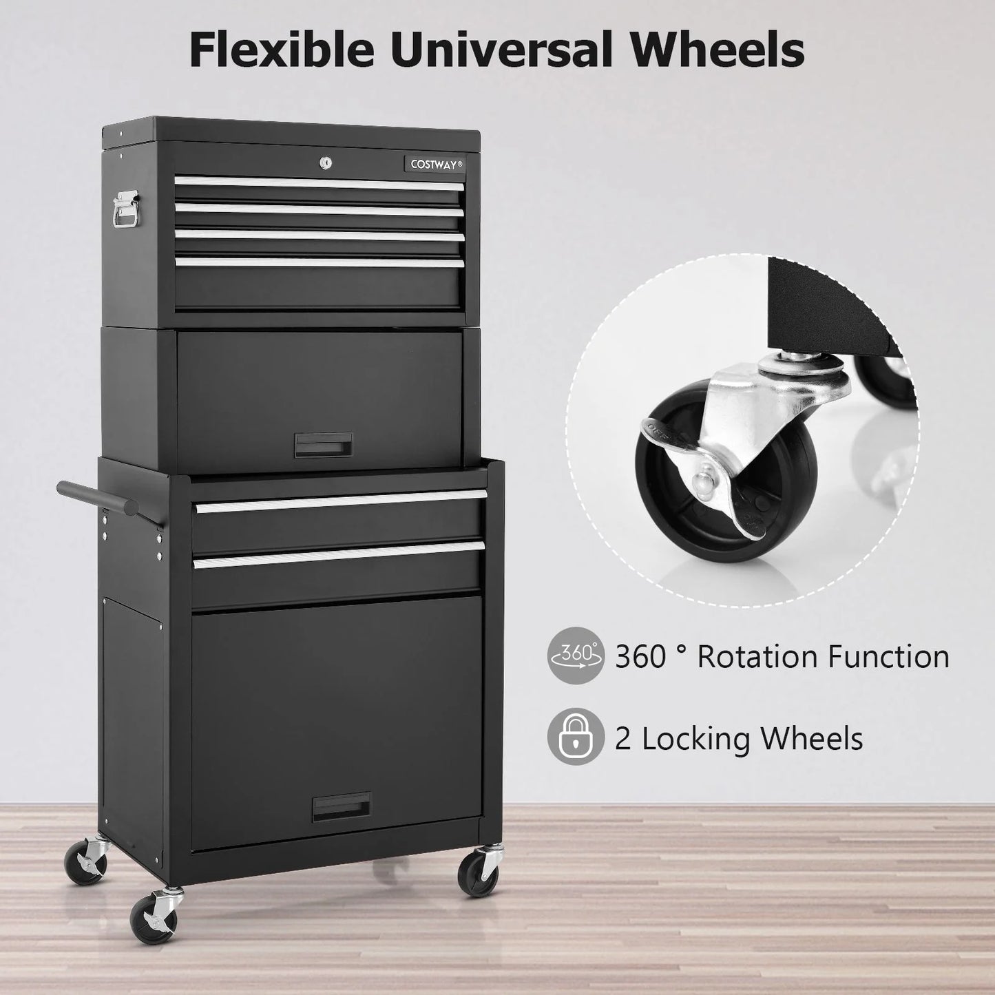 Premium Lockable Tool Storage Cabinet with Handle, Drawers, Wheels & EVA Liner for Ultimate Organization