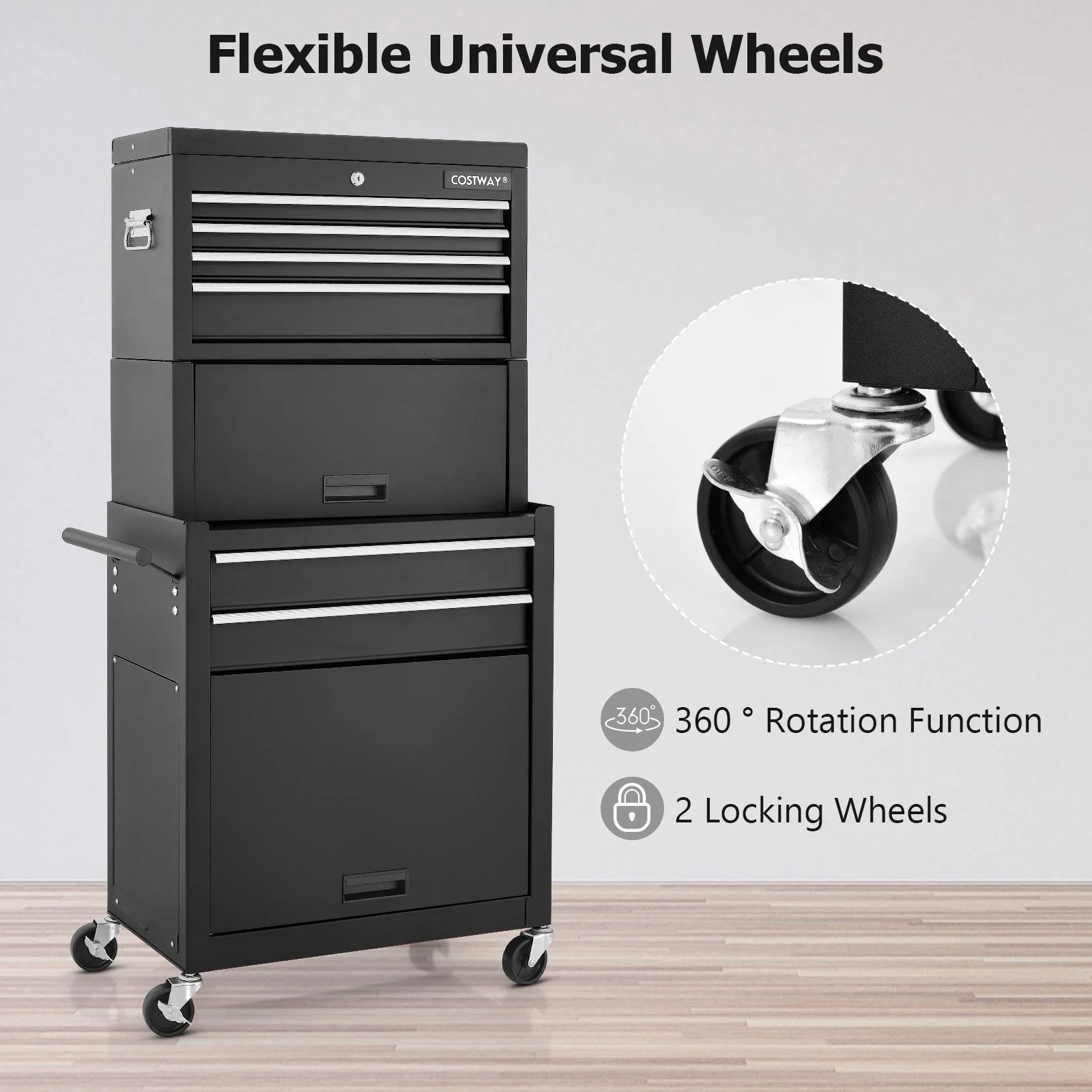 Premium Lockable Tool Storage Cabinet with Handle, Drawers, Wheels & EVA Liner for Ultimate Organization