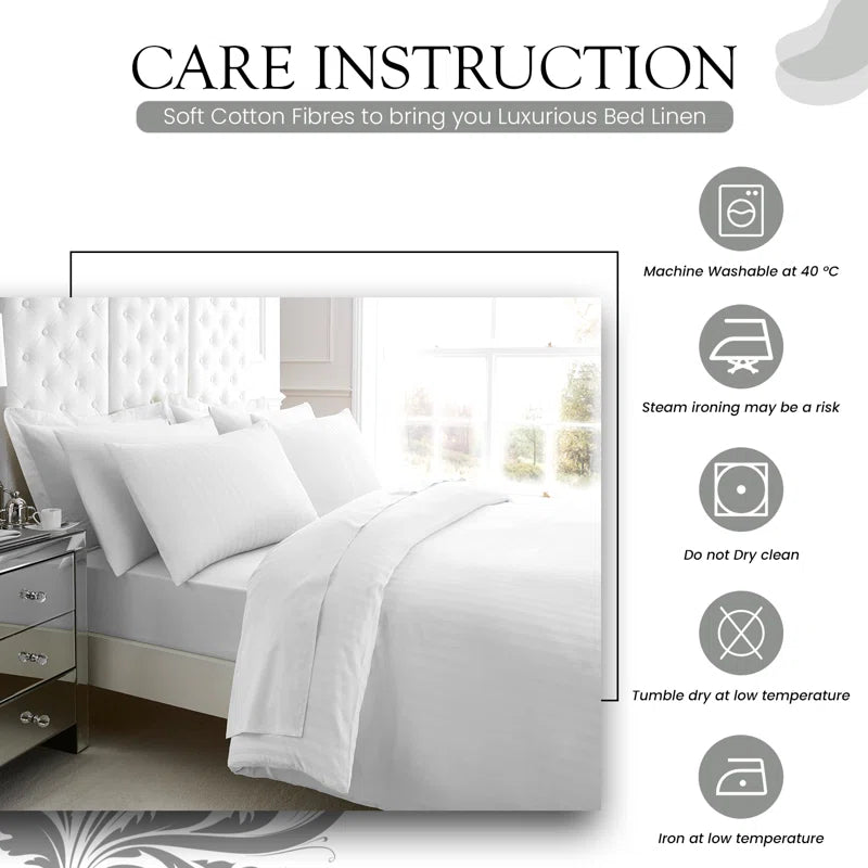 Cotton Striped Duvet Cover with Pillowcases