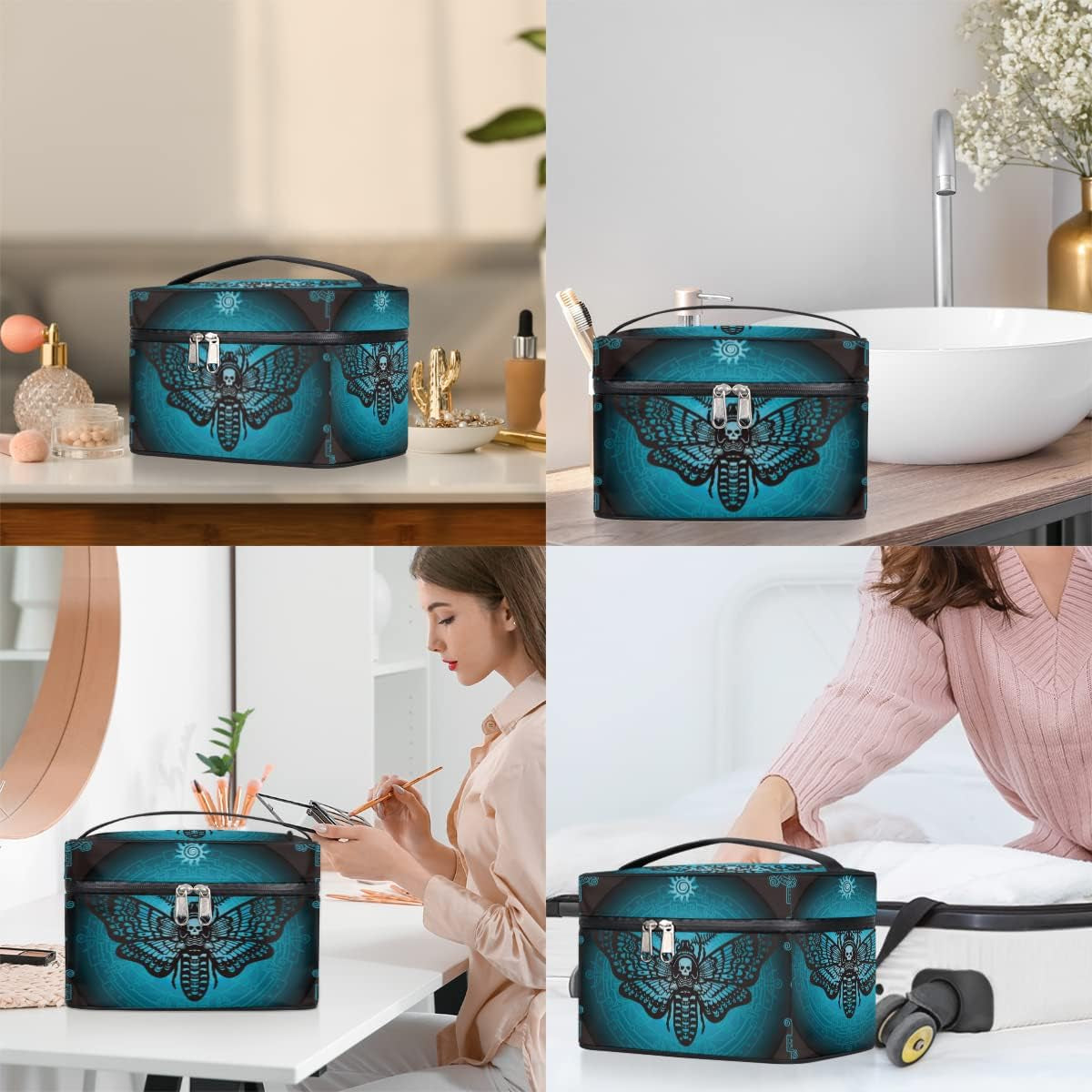 Gothic Butterfly Makeup Bag - Portable Waterproof Cosmetic Organizer and Zipper Pouch for Travel, Ideal Gift for Women and Girls