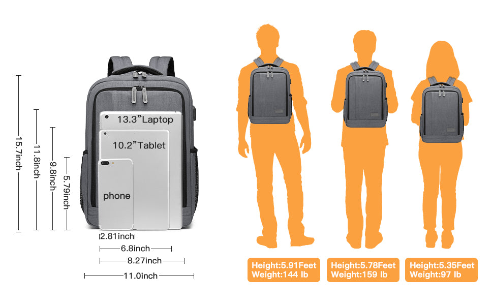 15.6 Inch Laptop Backpack for Men & Women - Business Travel, College, Work Computer Bag & Casual Daypack Rucksack