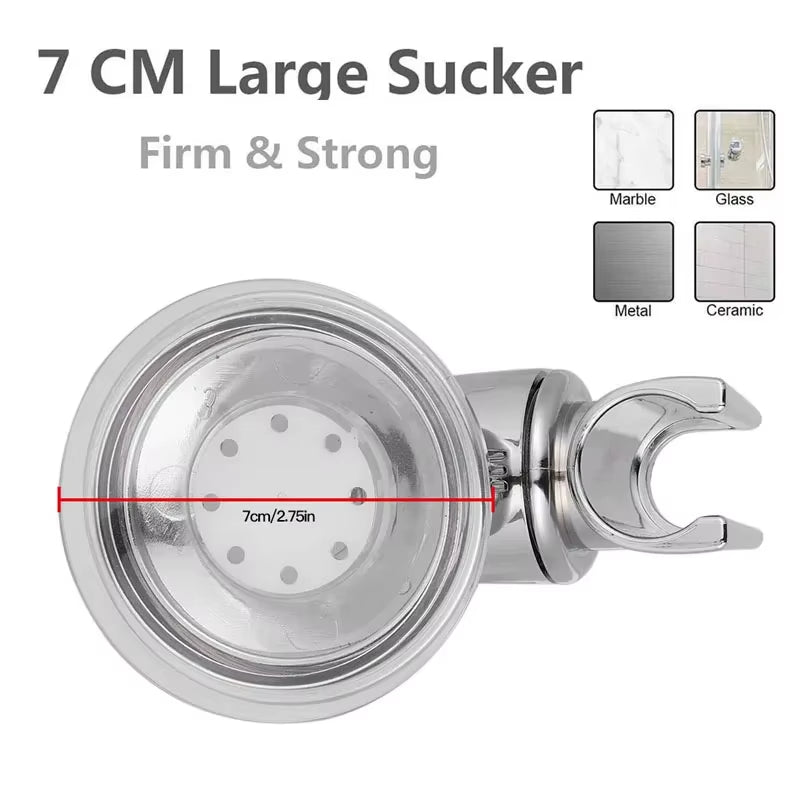 Strong Suction Cup Adjustable Shower Head Bracket - Nail-Free Bathroom Mount