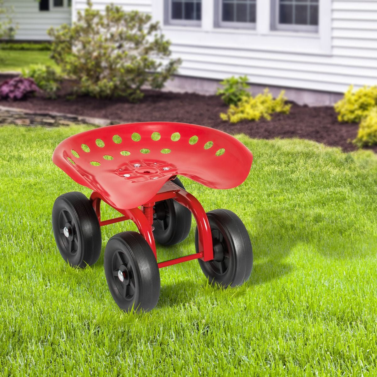 Garden Workseat with 360° Swivel Seat and Adjustable Height