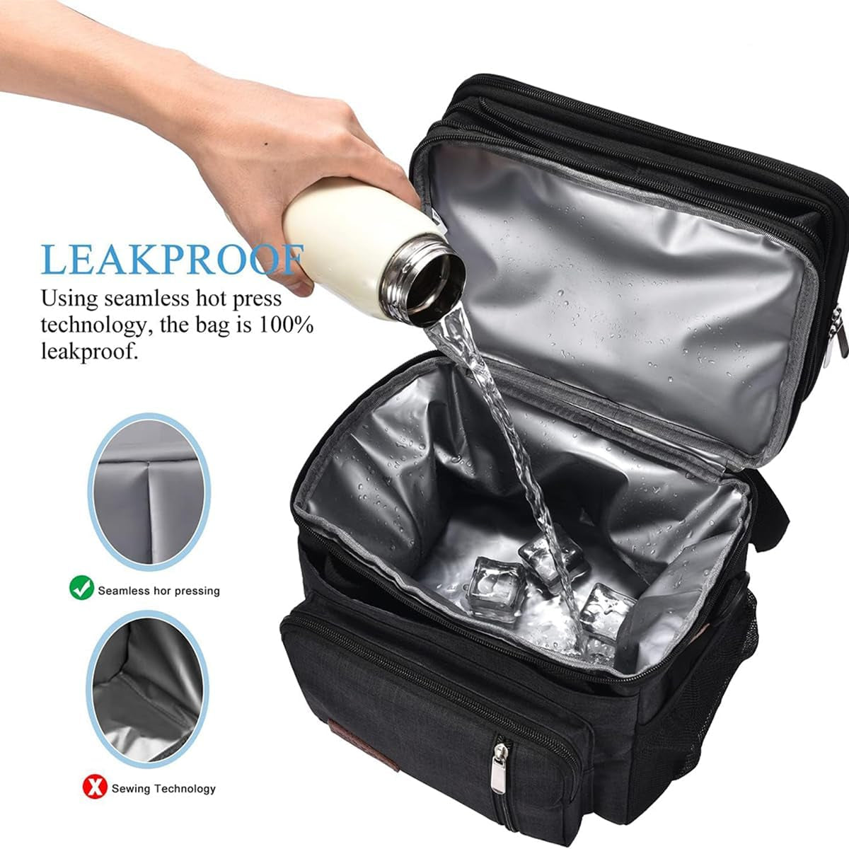 Insulated Lunch Bags - Leakproof Cooler with Adjustable Shoulder Belt