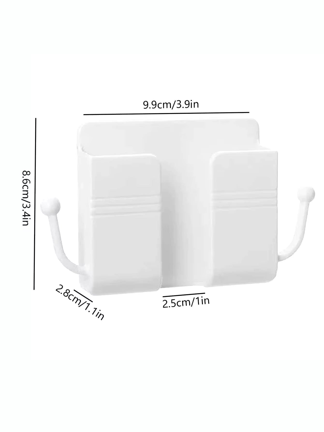 Wall-Mounted Remote Control Storage Box with Hook Storage Rack Bedside Mobile Phone Charging Stand 1 Piece