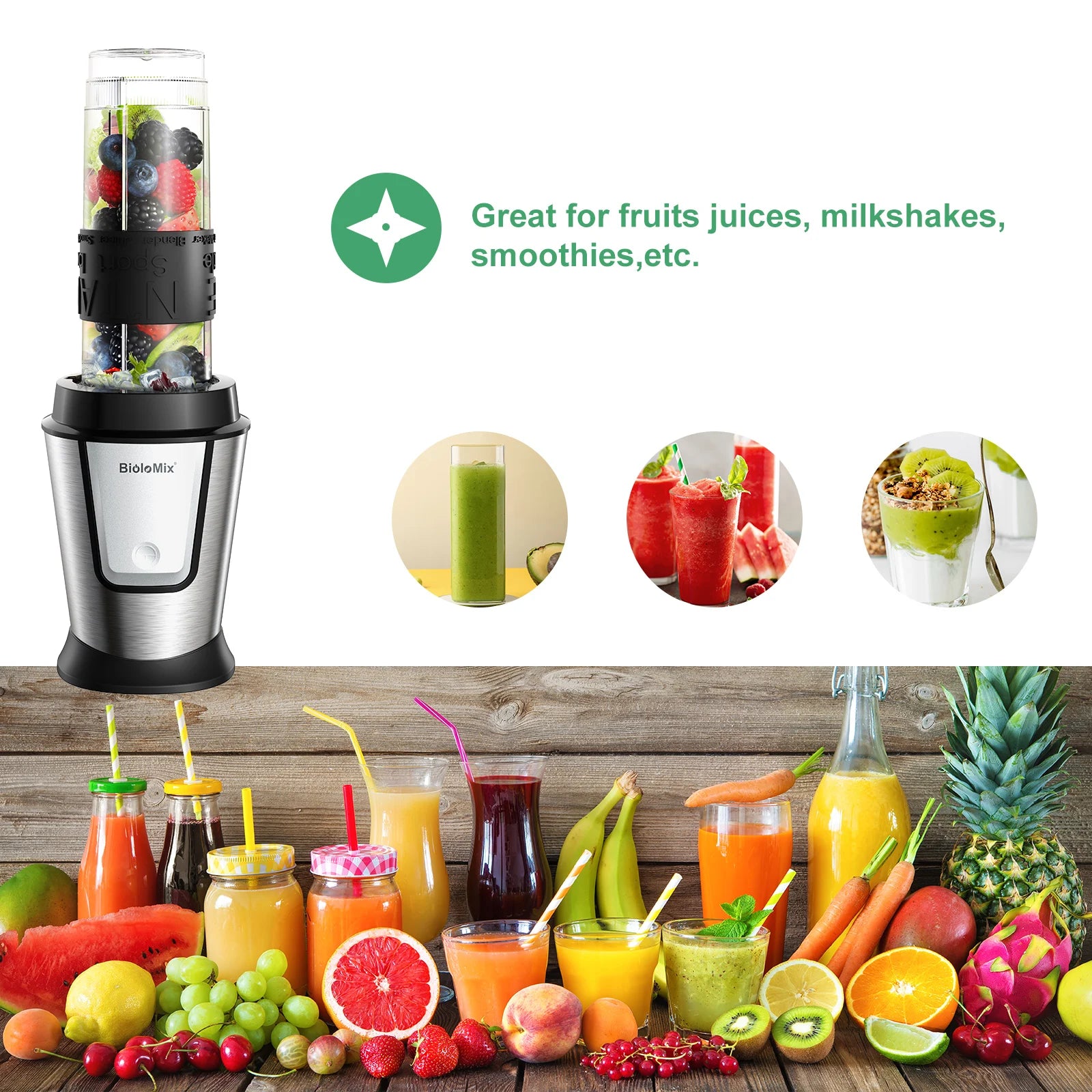 Ultimate 3-In-1 Portable Food Processor: 700W Juicer, Blender, and Chopper for Smoothies and Dry Grinding