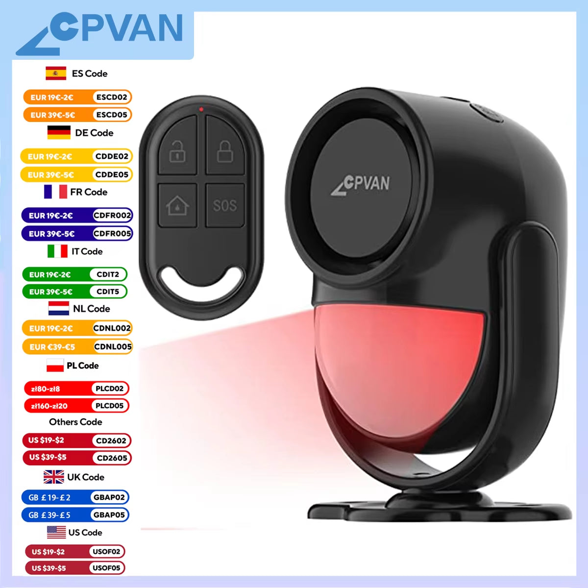 Wireless 433Mhz Infrared Detector Motion Sensor Alarm with Remote Control