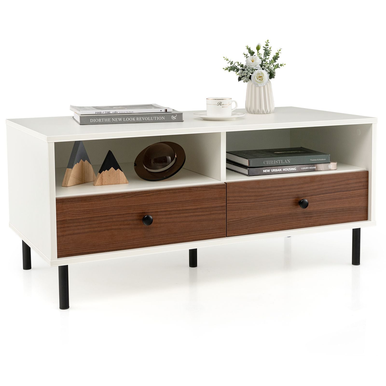 Rectangle Coffee Table with Durable Metal Legs for Home and Office Use
