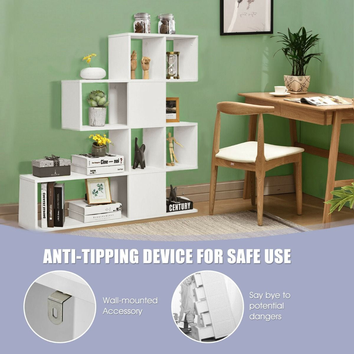 5-Tier Bookshelf for Display and Storage in Home and Office Environments