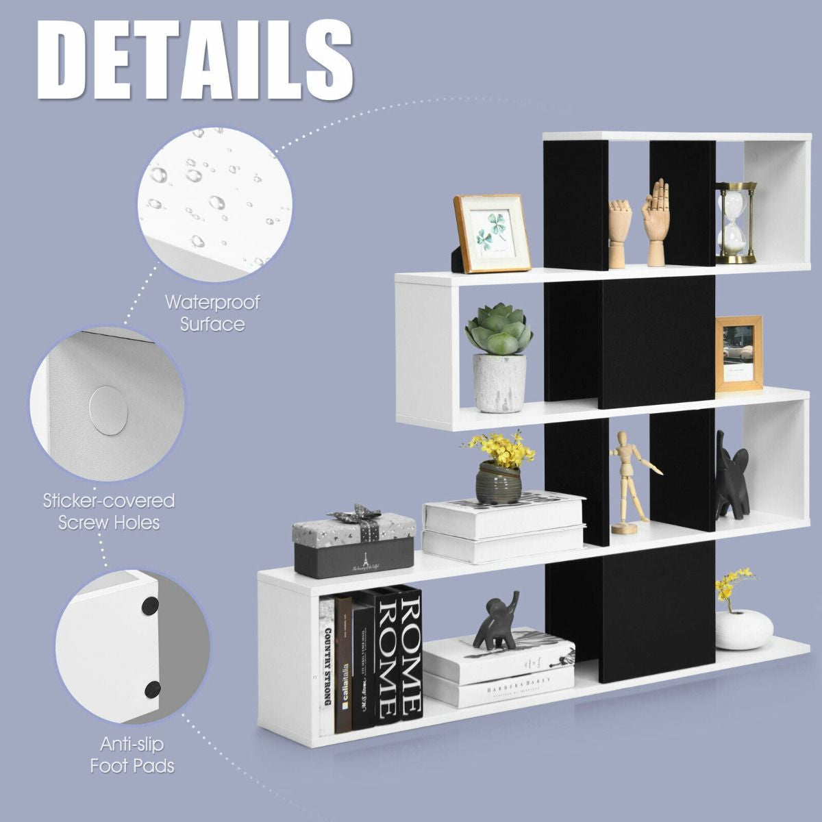 5-Tier Bookshelf for Display and Storage in Home and Office Environments