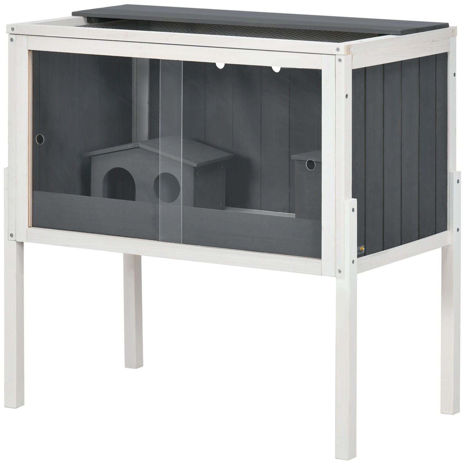 Wooden Hamster Cage, Small Animal Hutch W/ Top Shelf, Huts, Spacious Room