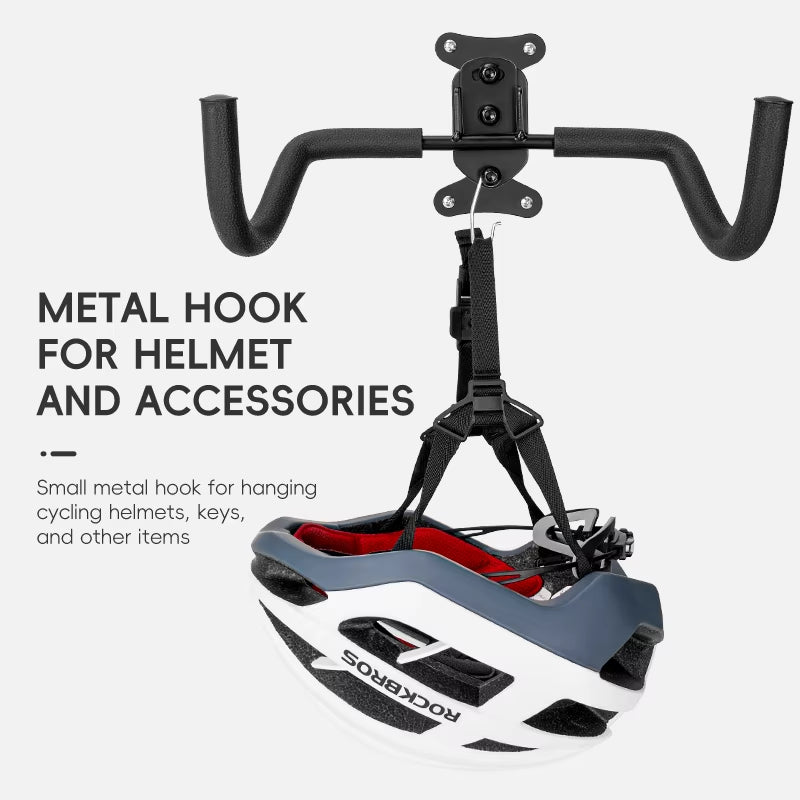 Adjustable Wall-Mount Bike Rack - Heavy-Duty Horizontal Hook for MTB and Road Bikes - Space-Saving Garage Solution