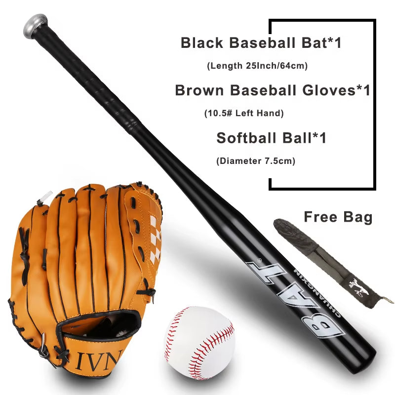64Cm Baseball Bat Kit Kids Teenager Softball Ball Baseball Gloves Baseball Set with Bag Bat of the Bit Softball Bat 25"